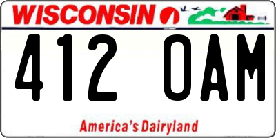 WI license plate 412OAM