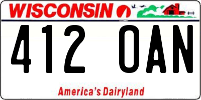 WI license plate 412OAN