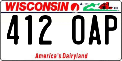 WI license plate 412OAP