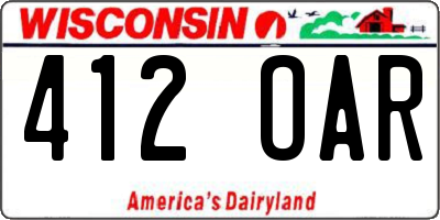 WI license plate 412OAR