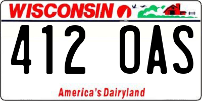 WI license plate 412OAS