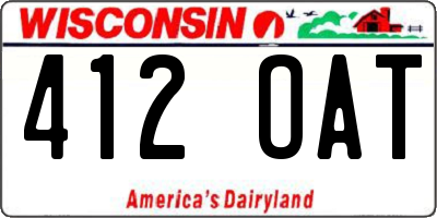 WI license plate 412OAT