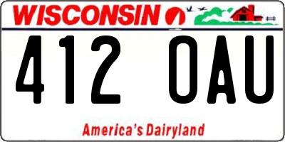 WI license plate 412OAU