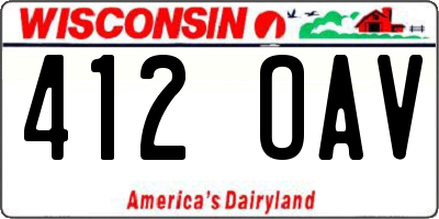 WI license plate 412OAV