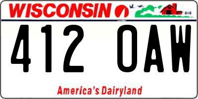 WI license plate 412OAW