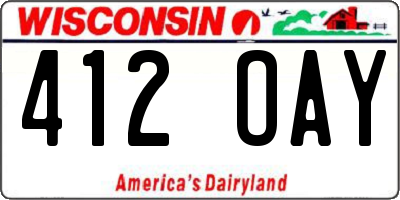 WI license plate 412OAY