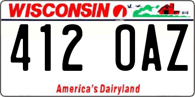 WI license plate 412OAZ