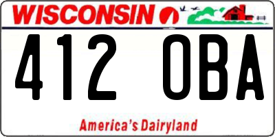 WI license plate 412OBA