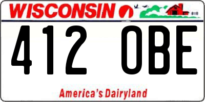 WI license plate 412OBE