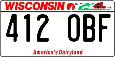 WI license plate 412OBF