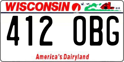 WI license plate 412OBG