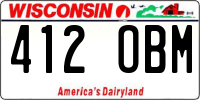WI license plate 412OBM