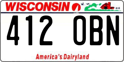 WI license plate 412OBN