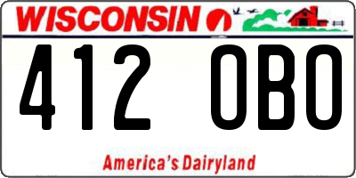 WI license plate 412OBO