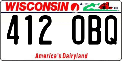 WI license plate 412OBQ