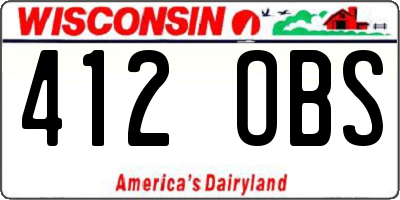 WI license plate 412OBS