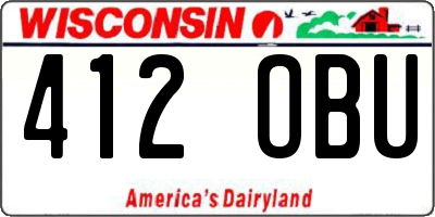 WI license plate 412OBU