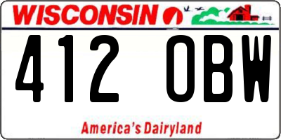 WI license plate 412OBW