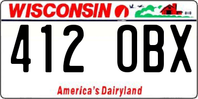 WI license plate 412OBX