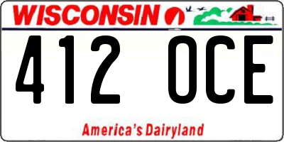 WI license plate 412OCE