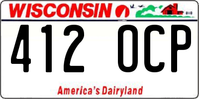 WI license plate 412OCP
