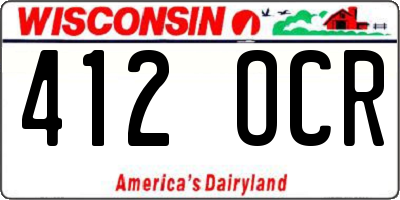 WI license plate 412OCR