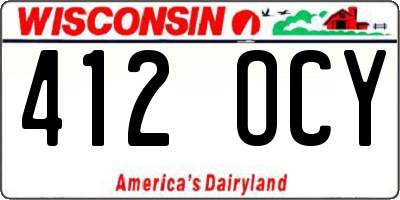 WI license plate 412OCY