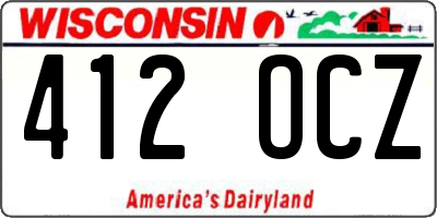 WI license plate 412OCZ