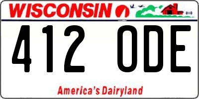 WI license plate 412ODE