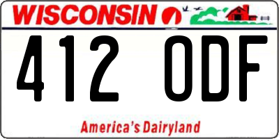 WI license plate 412ODF