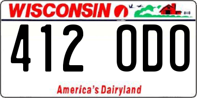 WI license plate 412ODO