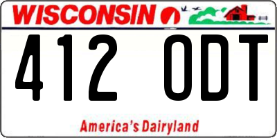 WI license plate 412ODT