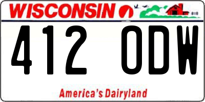 WI license plate 412ODW