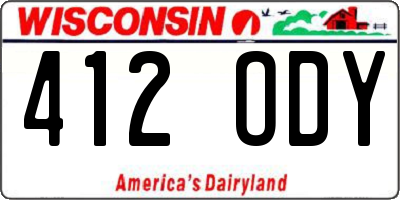 WI license plate 412ODY
