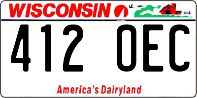 WI license plate 412OEC