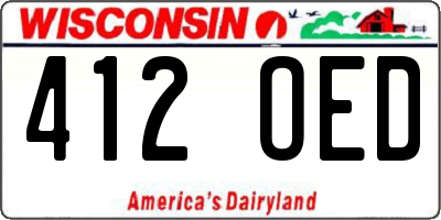 WI license plate 412OED