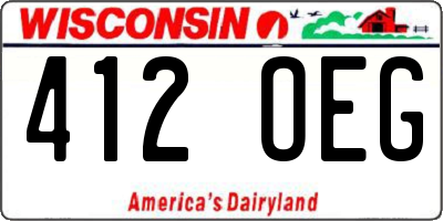 WI license plate 412OEG