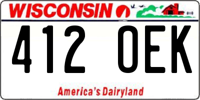 WI license plate 412OEK