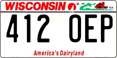WI license plate 412OEP