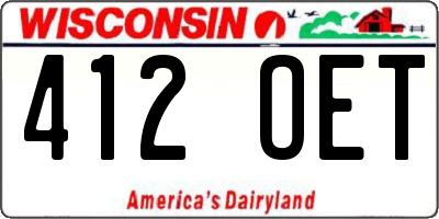 WI license plate 412OET