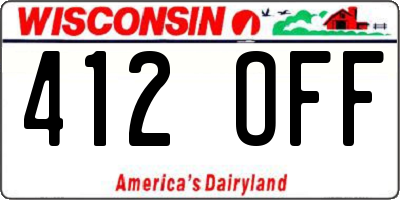 WI license plate 412OFF