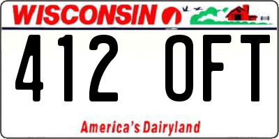 WI license plate 412OFT