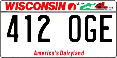 WI license plate 412OGE