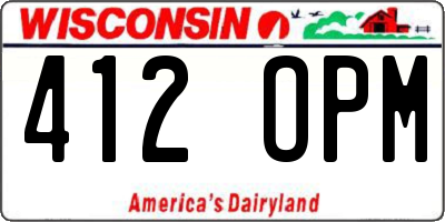 WI license plate 412OPM