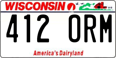 WI license plate 412ORM