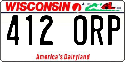 WI license plate 412ORP