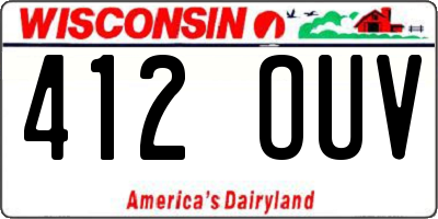 WI license plate 412OUV