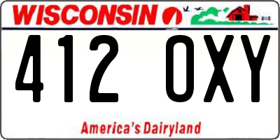 WI license plate 412OXY