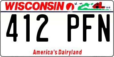 WI license plate 412PFN