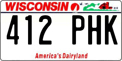 WI license plate 412PHK